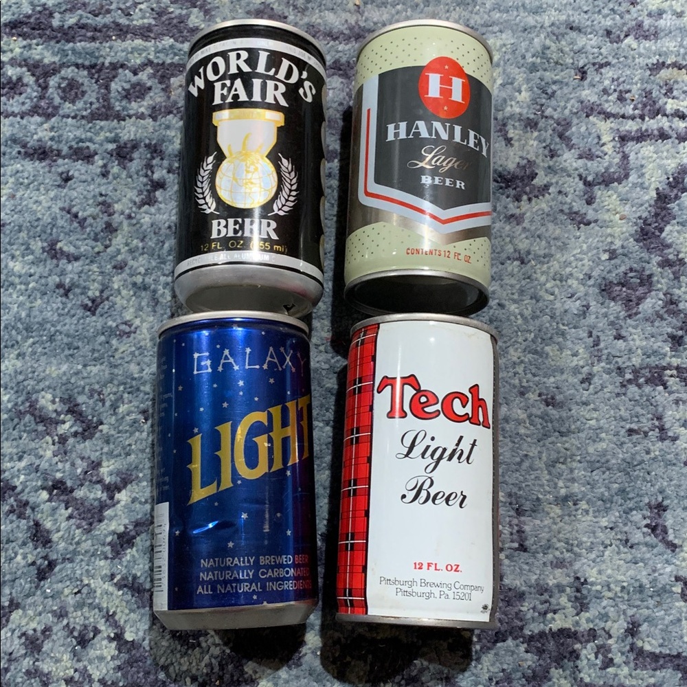70’s collectible empty beer cans set of 4 as pictured